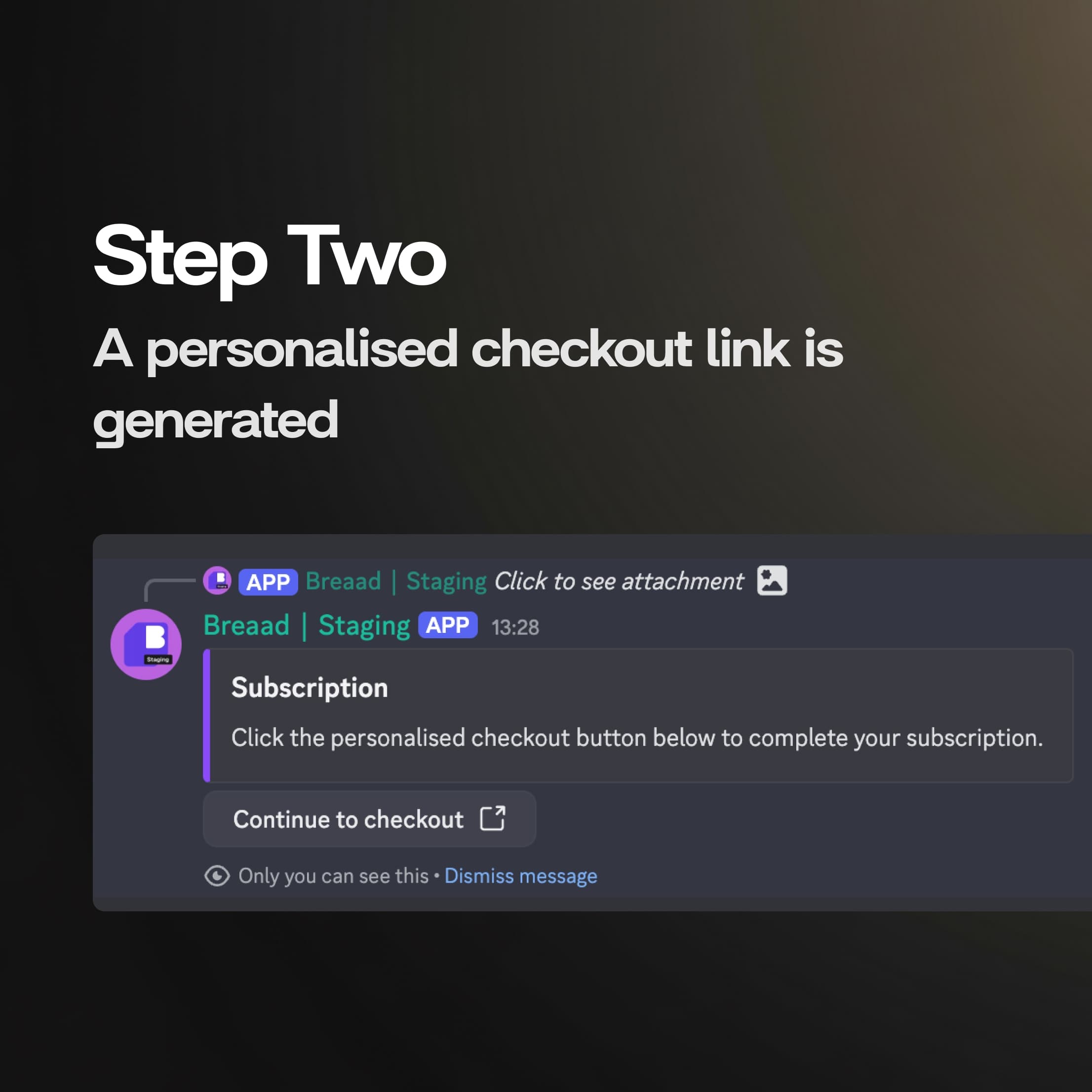 Personalised checkout link